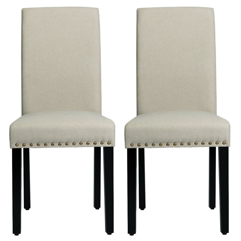 21'' H Linen Upholstered Parsons Chair, Dark Gray