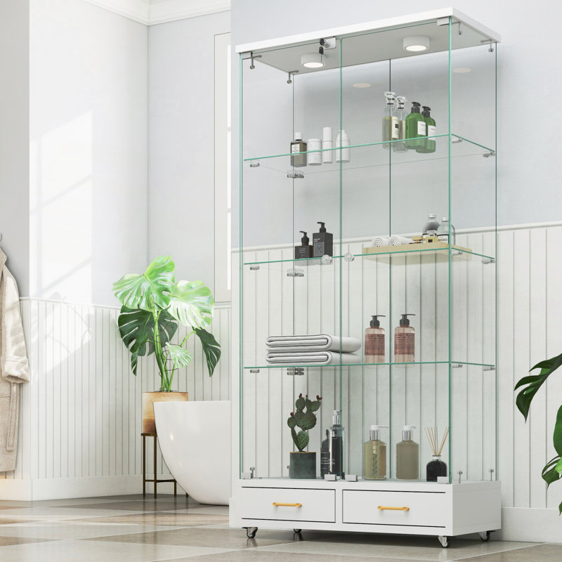 Vitrine moderne en verre avec lumières DEL, Blanc