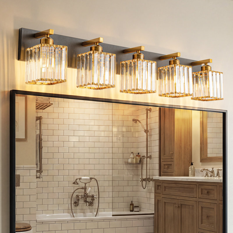 Lanceton Dimmable Vanity Light, Black/Gold, 5 Lights