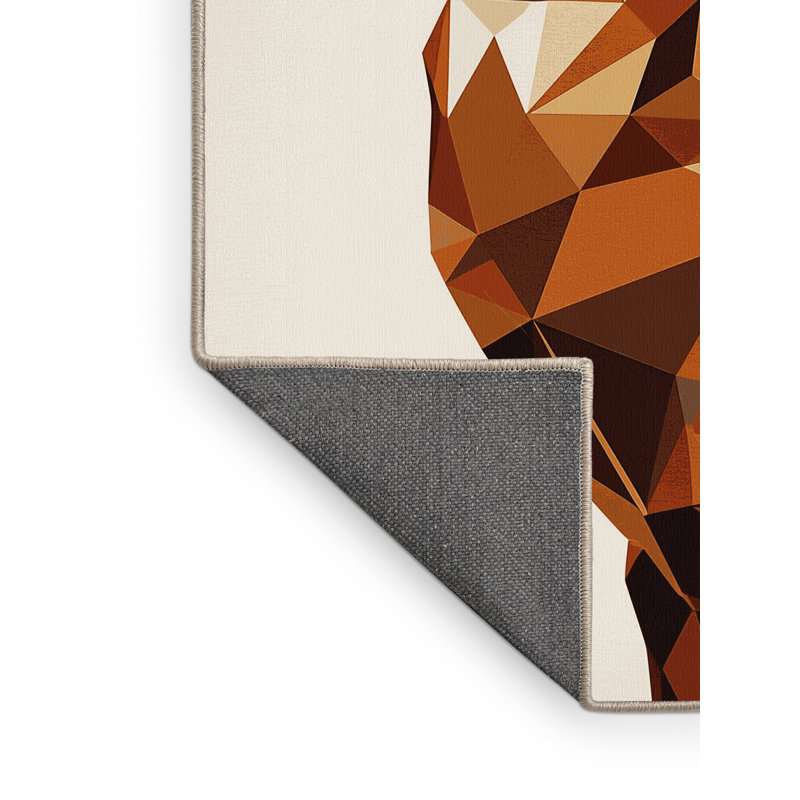 Tapis beige moelleux moelleux à motif cerf cerf moderne - reliure beige, 8 x 10