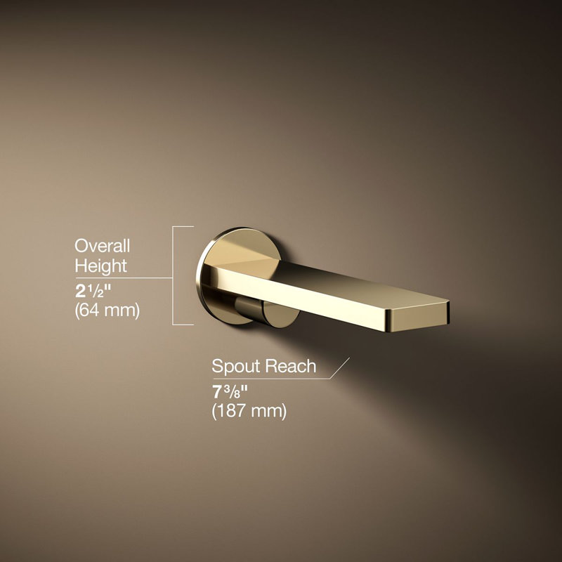 Composed Wall-Mount Tub Spout, Vibrant French Gold