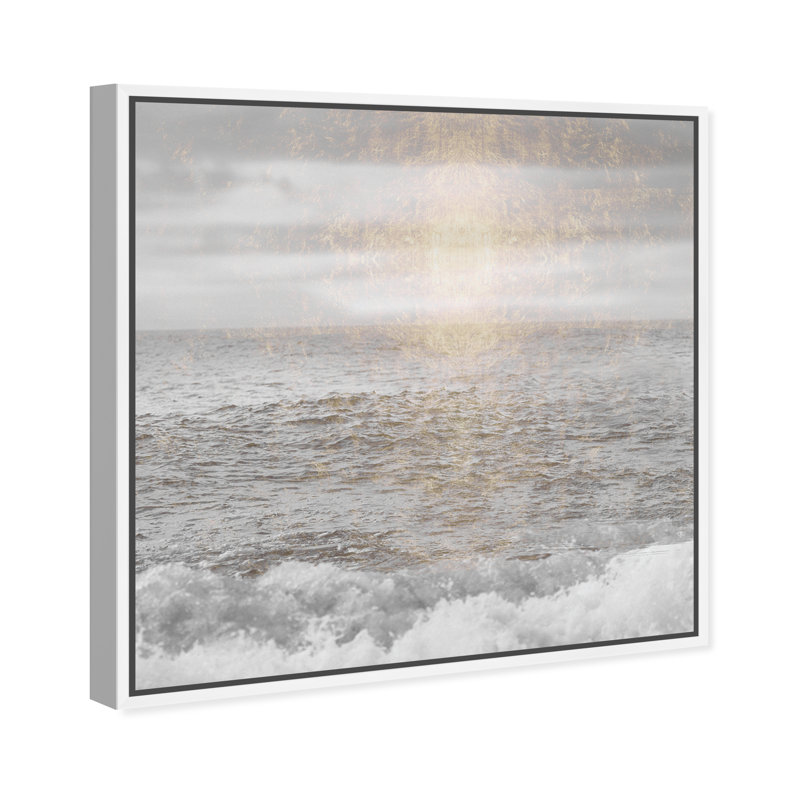 «Water Grey Sea Coastal», impression sur toile, H 20 po x l 20 po, Toile blanche encadrée