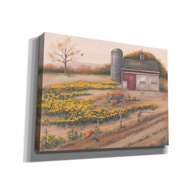 «Barn & Sunflowers I» par Pam Britton, art mural sur toile