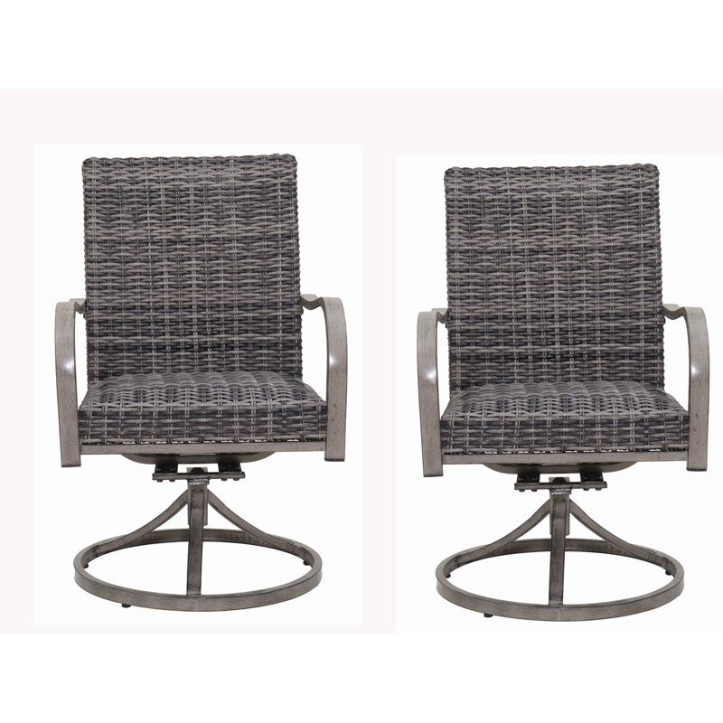 2PCS Outdoor Wicker Swivel Dining Chair
