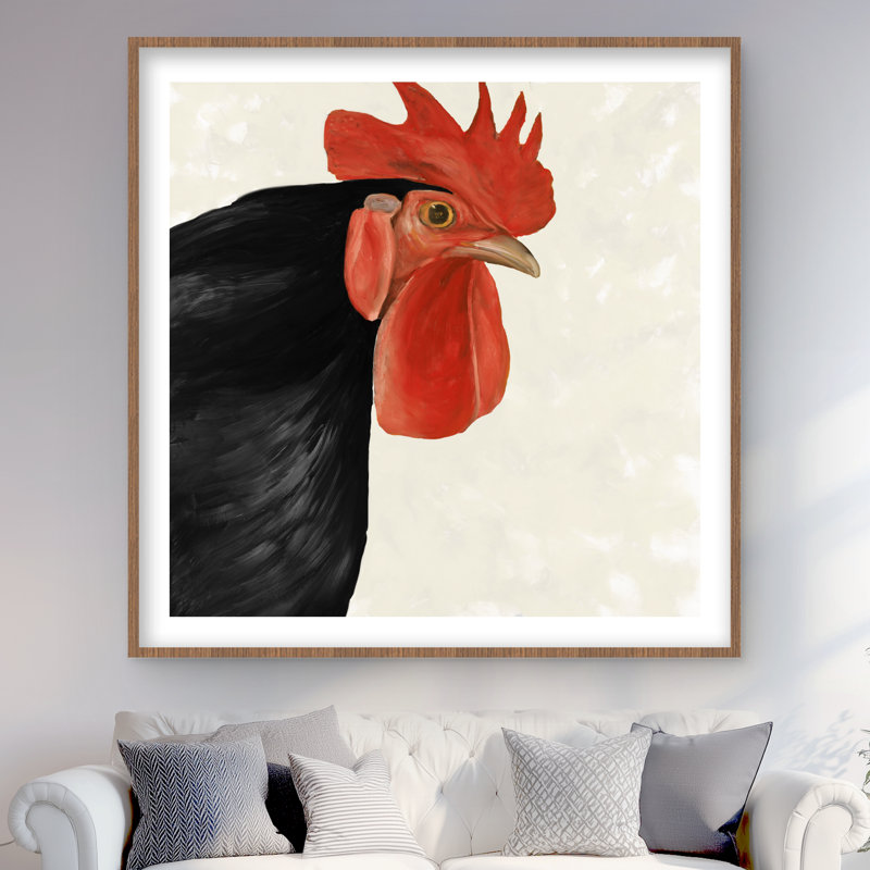 Poule noire - reproduction matte encadrée pour décor de maison de campagne
