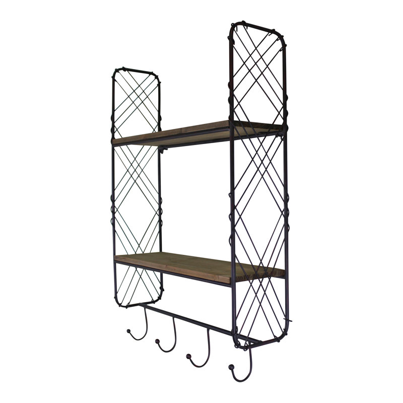 Ishika 2 Piece Accent Shelf with Hooks