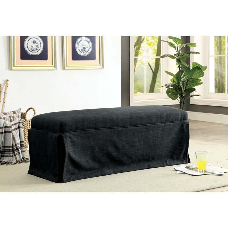 Aleeyah Polyester Upholstered Bench, Dark Gray