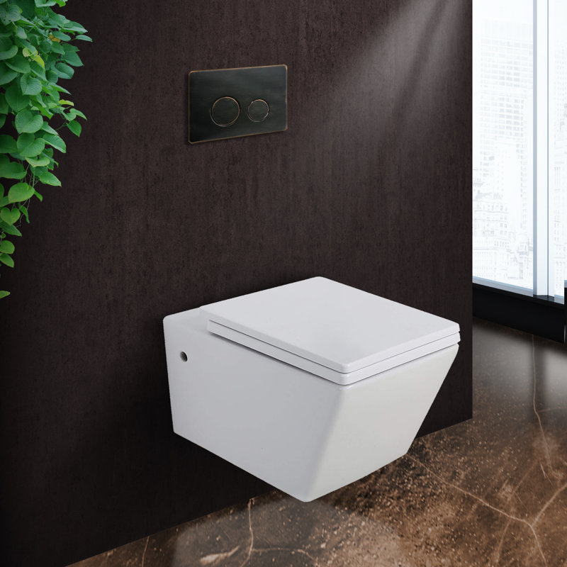 StormOn 1.6 GPF Round Wall-Mount Toilet (Seat Included), 4", Bronze