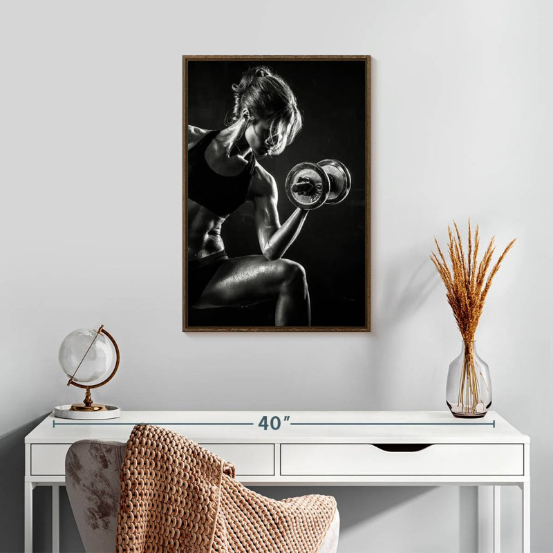 Fitness Lady, 17" x 25", Floating Frame Walnut