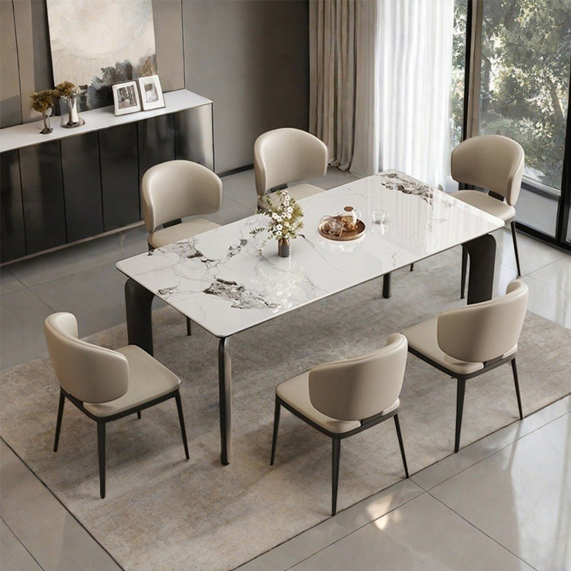 Ensemble de table de salle à manger vintage minimaliste français, H 29,5 po x L 55,1 po x l 31,5 po