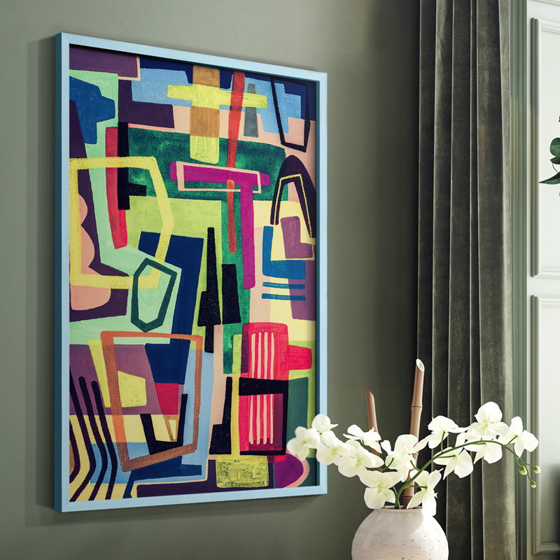 Connected Colours I Framed Print - Solid Wood, 10" H x 8" W, Blue