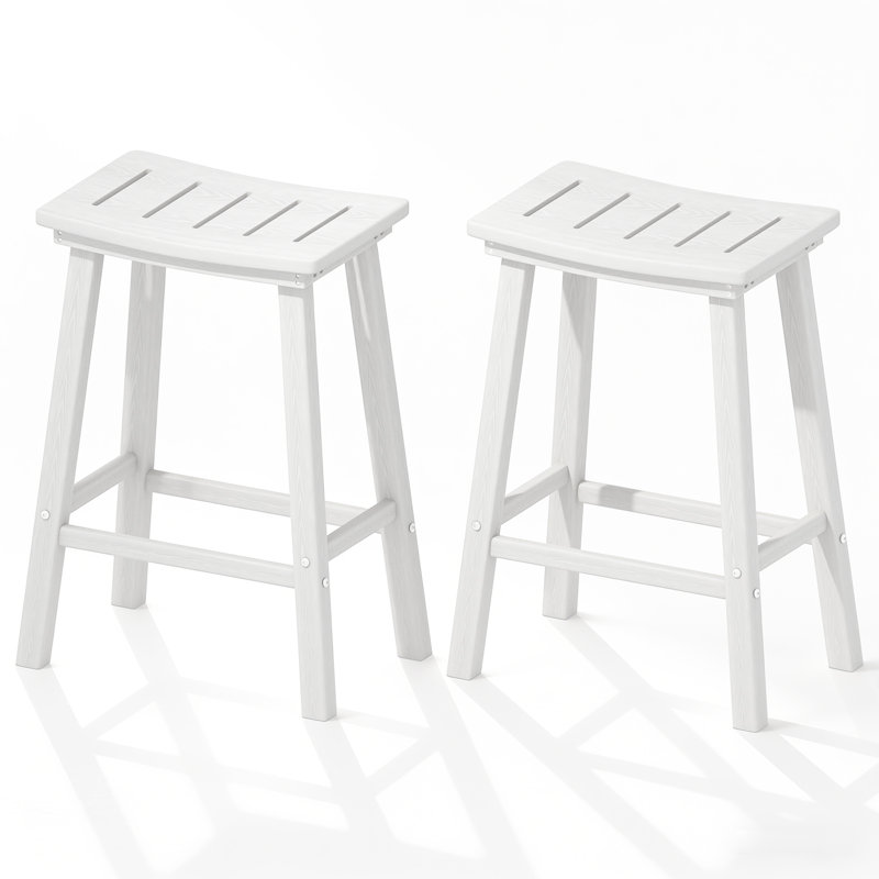 Tabouret de bar 24 po Hdpe Poly Lumber, 2, Blanc, 24"