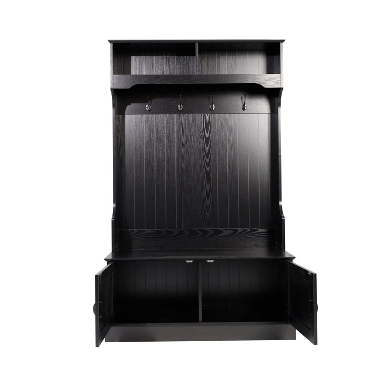 Arbre d'entrée Amecia avec banc et rangement pour chaussures, Noir