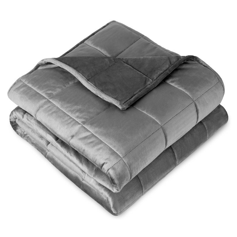  Minky Fleece Weighted Blanket, 60" W x 80" L, 17 lbs, Grey