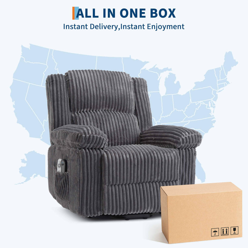 Power Lift Recliner Chair with Heat & Massage, Electric Soft-Padded Lift Recliner for Elderly with Side Pockets, Dark Gray