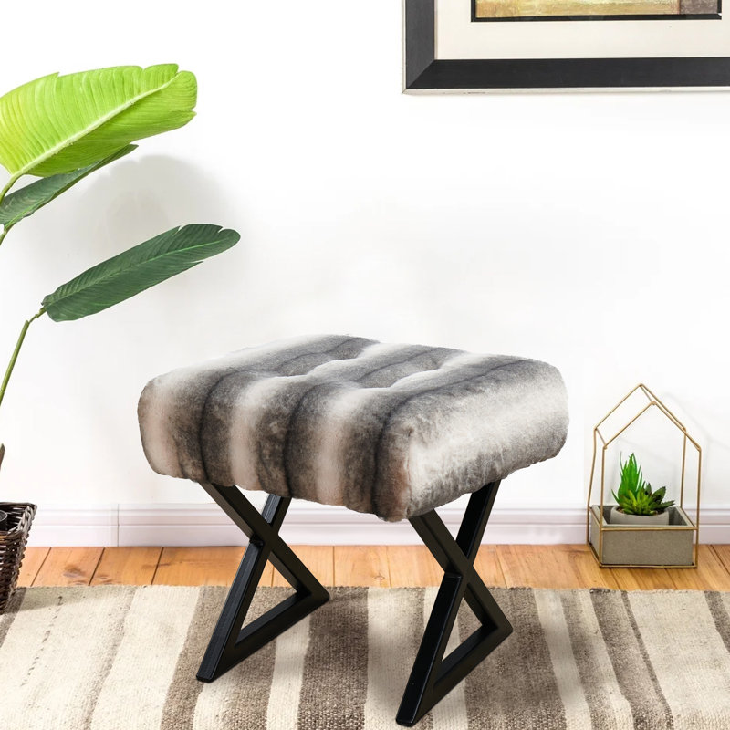 Repose-pieds Omkar, 100 % polyester gris