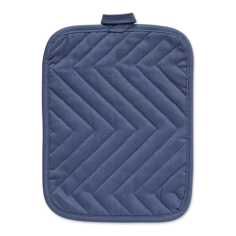 Design Imports Solid Colour Cotton Potholder Set, Blue