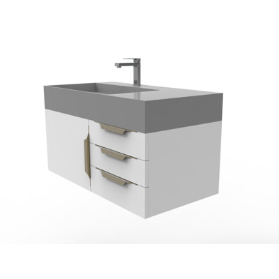 Ensemble de meuble-lavabo mural simple 36 po Bassi