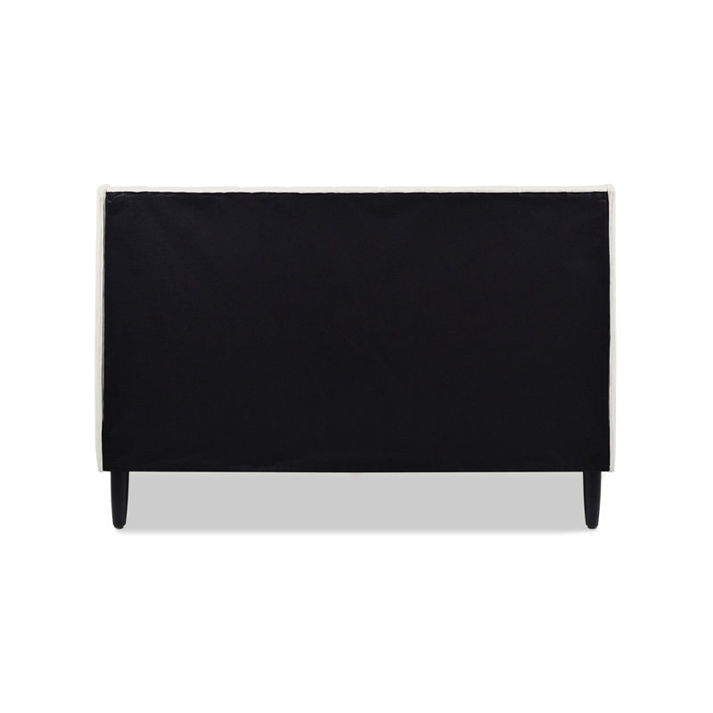 Lit plateforme tapissier Helaina, Grand, Velours blanc nuage