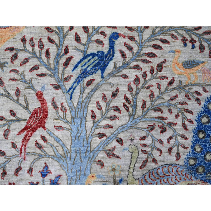 Tapis oriental carré en laine noué à la main 8 pi x 8 pi gris Peshawar 13D8236EC52F42EBBBD1D0250B9FE63B