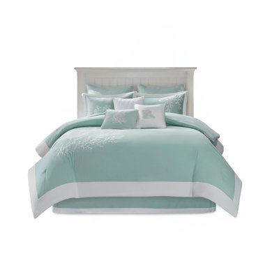 Oversized Cotton Jacquard Comforter Set Aqua