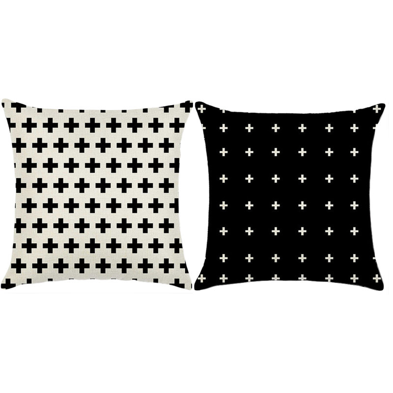 (With Or Without Inserts) Set of 2 Square Geometric Pattern Pillows, Throw Pillow