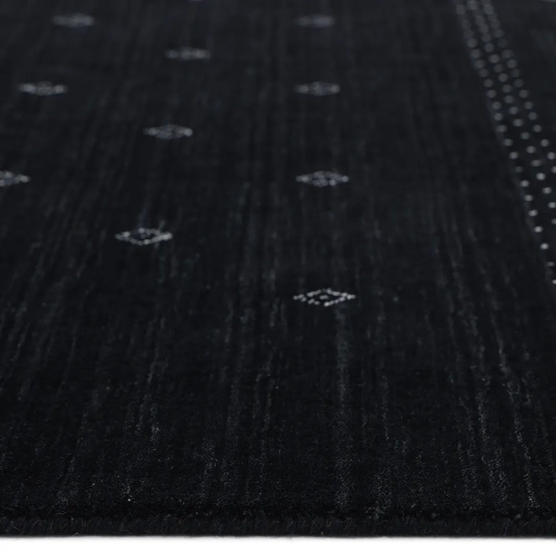 Simi Geometric Area Rug, Rectangle 6' x 9', Black