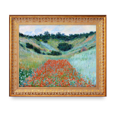 Poppy Field in a Hollow near Giverny by Claude Monet Framed,Image World Classic Reproductions For HomeDecor,Vintage Pattern Gold Frame