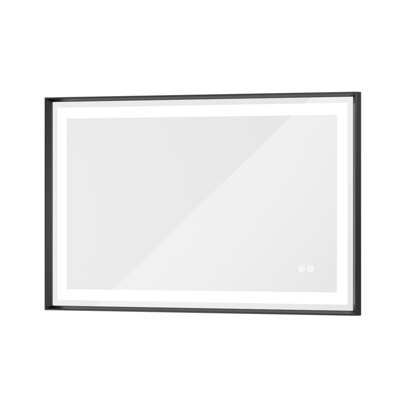 LED lighted Mirror with Tempered Glass, Metal Frame, Frontlit & Backlit, 40" x 24"