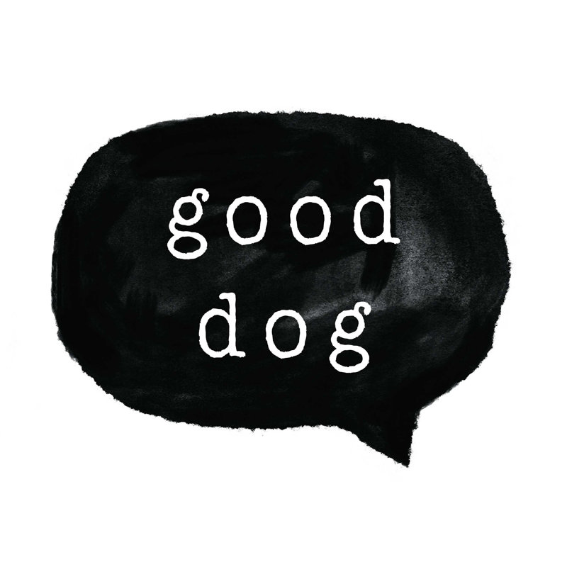 «Good Dog», art textuel sur toile tendue, H 36 po x l 48 po