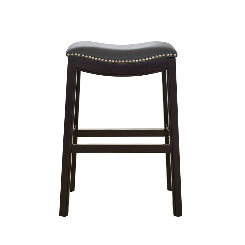 Hasitha Upholstered Counter Stool with Solid Wood Frame, Gray, Counter Stool (25” Seat Height)