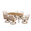 Ensemble de salle à manger d'extérieur 7 pièces en teck et aluminium avec table rectangulaire et chaises de jardin avec coussins-398787145