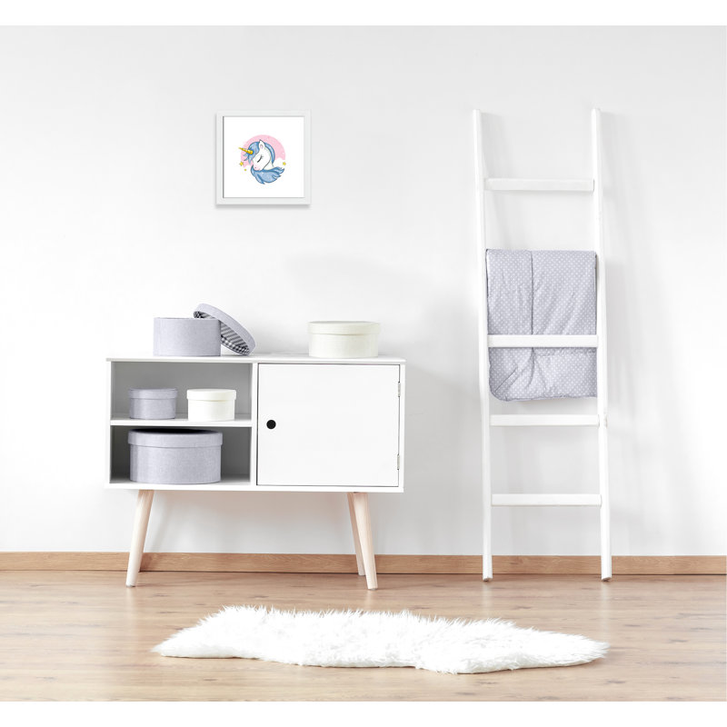 Impression sur papier Sparkly Unicorn, H 16 po x l 16 po x P 0,6 po, Encadré plat blanc