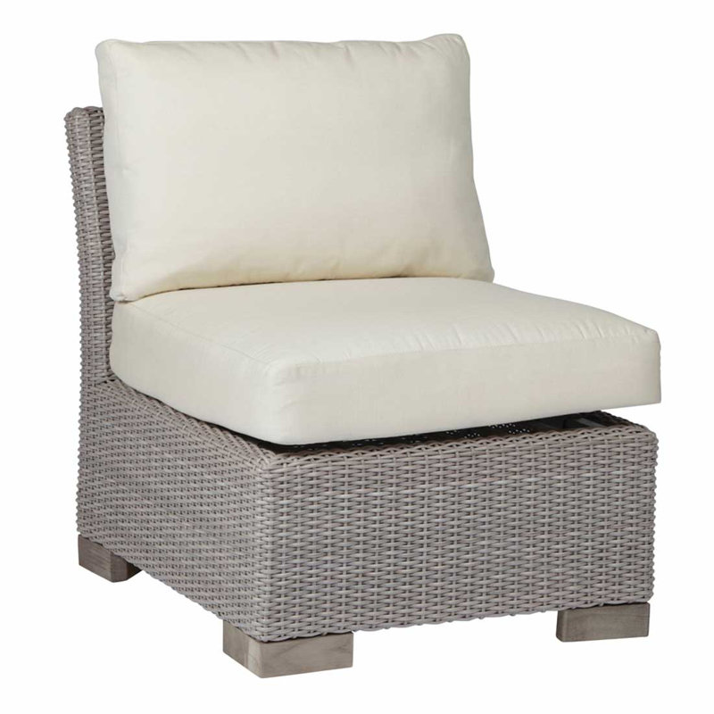 Club Patio Lounge Chair with Cushions, Oyster, No Welt, Intermix Indigo