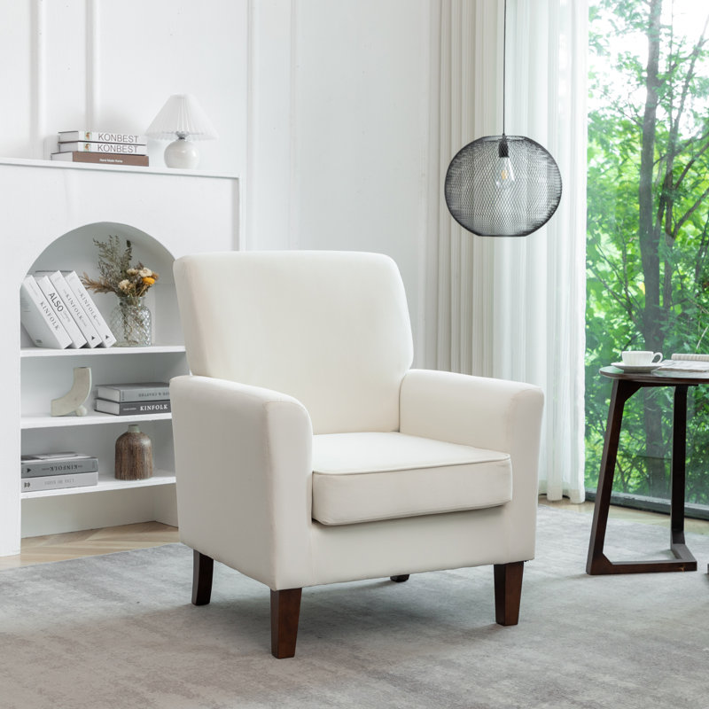 Fauteuil à motifs en mélange de polyester avec structure en bois de bouleau massif, pieds fuselés bruns et siège rembourré en mousse pour le salon ou le bureau
