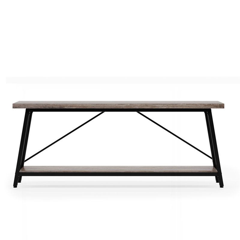 70.9” Modern Industrial Sofa Table, Gray/Black, Gray