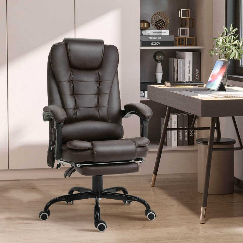 Fauteuil de massage vibrant à 7 points, fauteuil inclinable de direction haut dossier avec support lombaire, repose-pieds
