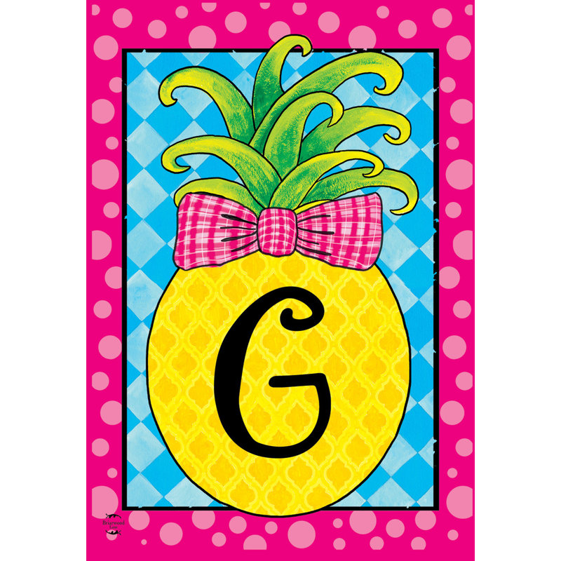 Pineapple Monogram Letter G Garden Flag