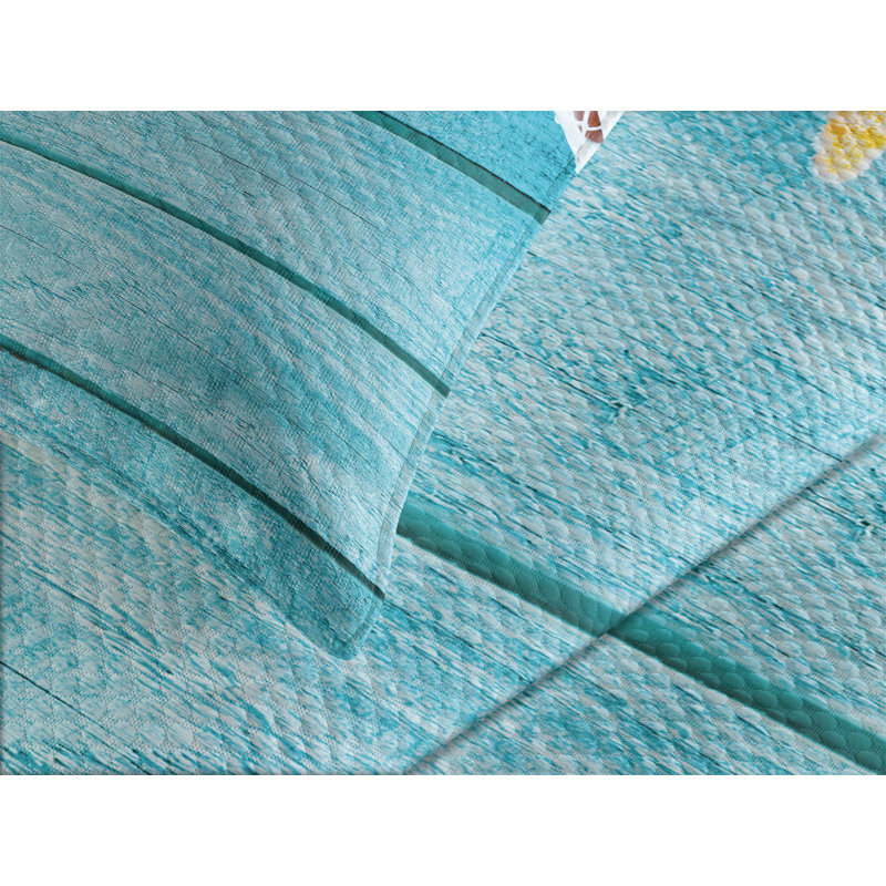 Ambesonne Starfish Bedspread Set Rustic Fish Net Turquoise White Orange