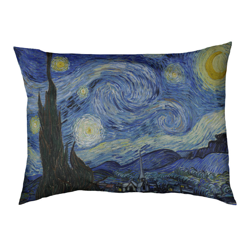 Coussin starry night designer Burk, L 42 po x l 52 po, Bleu / Noir