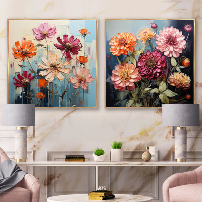 «Binn Zinnias Flowers», 2 pièces