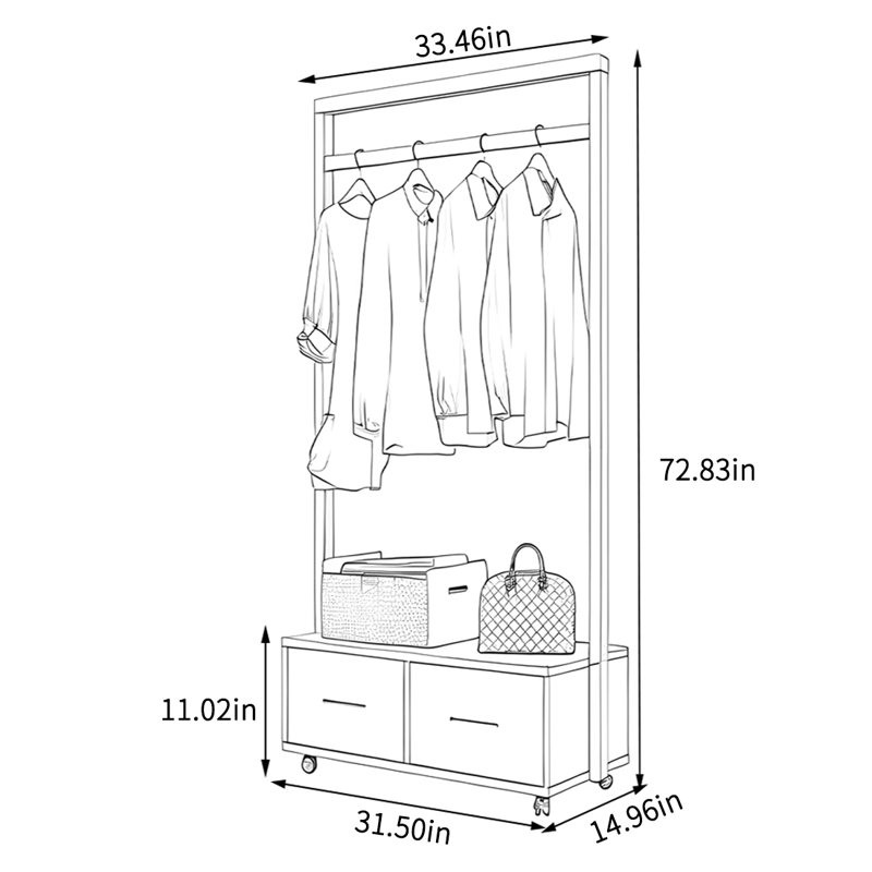 Portemanteaux en bois 3-en-1, Burlywood