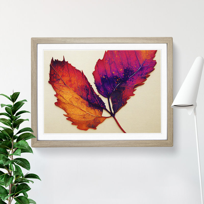Plant Leaf Vol.3 1 Piece Single Picture Frame Painting, 25cm H x 34cm W x 2cm D, Oak