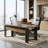 Barbrook 70.86" L-Shaped Executive Desk and Mobile Lateral File Cabinet 2-Piece Set-2029060057