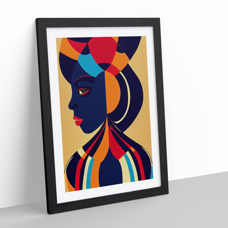 Abstract Face Of A Woman No.4 - Single Picture Frame Print, 64cm H x 46cm W x 2cm D, Black Framed