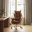 Ergonomic Adjustable Reclining Swiveling Office Chair - Faux Leather with Footrest for PC-127376175