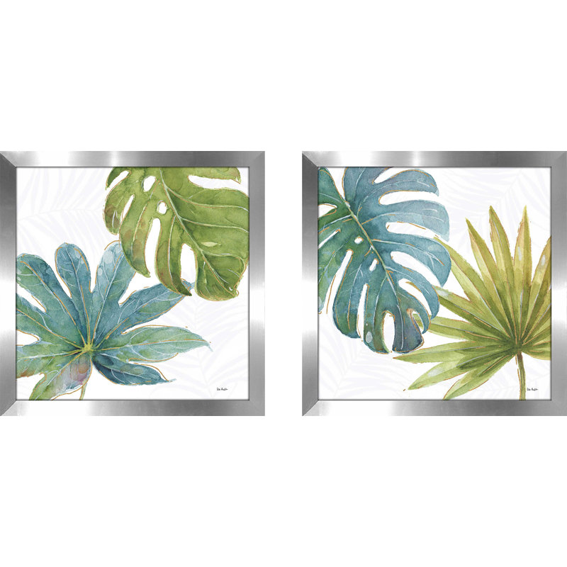 «Tropical Blush VII», ensemble de 2 reproductions d'aquarelles encadrées, H 16,5 po x l 33 po x p 1 po, Pas de tapis