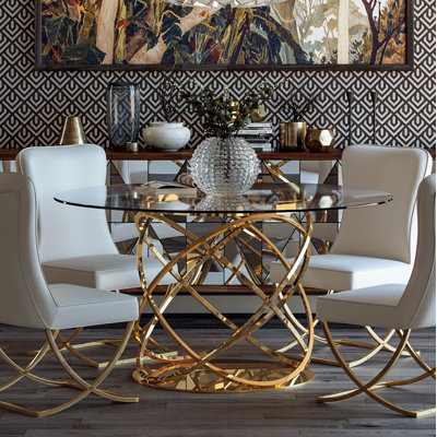 Potvin Round Glass Top Dining Table