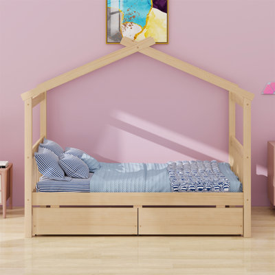 Lit en bois avec tiroirs