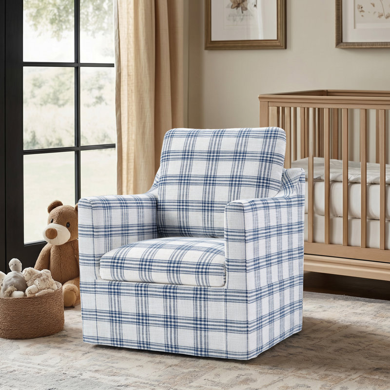 Fauteuil d'appoint pivotant à rayures 32,28 po, Bleu